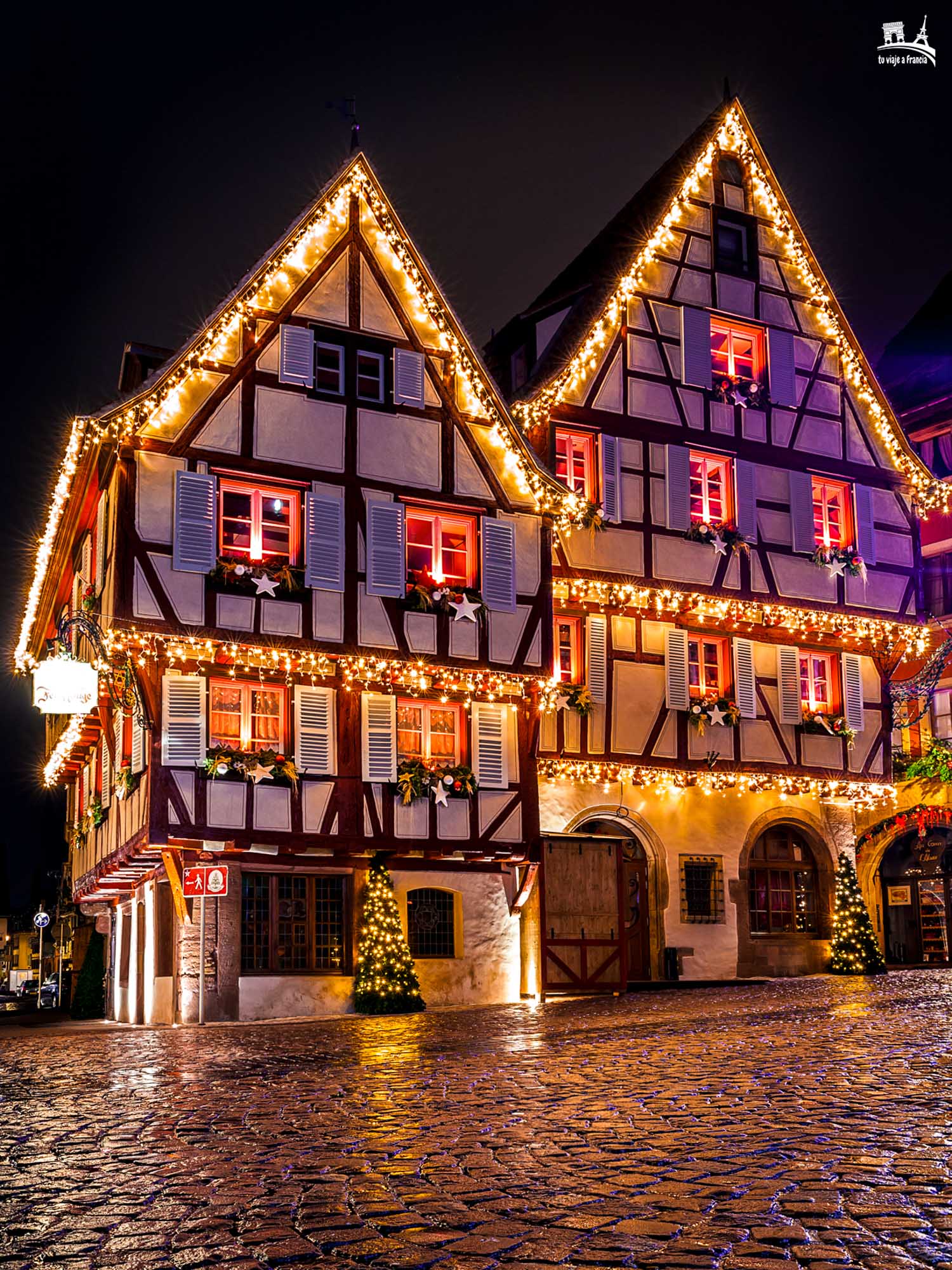 Casas de la Grand Rue de Colmar en Navidad
