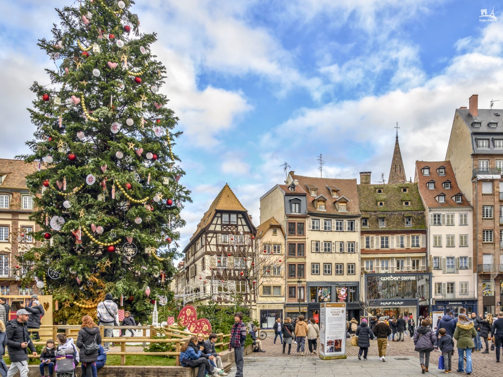 Árbol de Navidad de la Plaza Kléber de Estrasburgo en Navidad