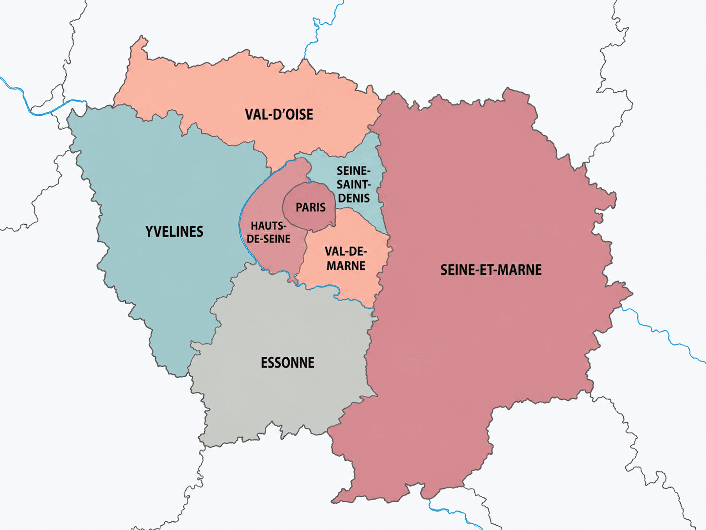 Mapa de la región de Isla de Francia